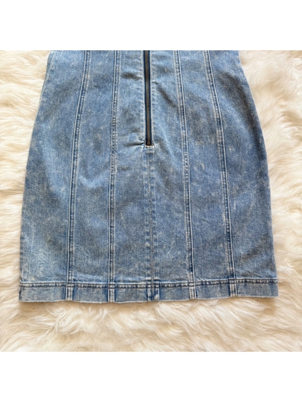 New! Alice + Olivia Palmer Strapless Bodycon Denim Mini Dress - Picture 10 of 11